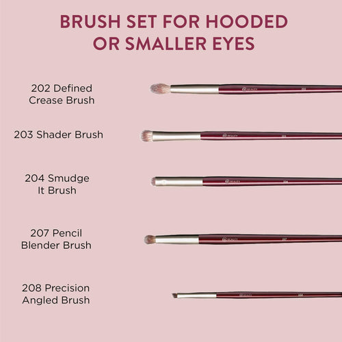 BK BEAUTY - BRUSH SET FOR HOODED OR SMALLER EYES (5PC) - Eyeshadow Brush Set for Blending, Smudging & Defining Eyeshadow and Eyeliner | Premium Eye Makeup Brushes for Precise Application