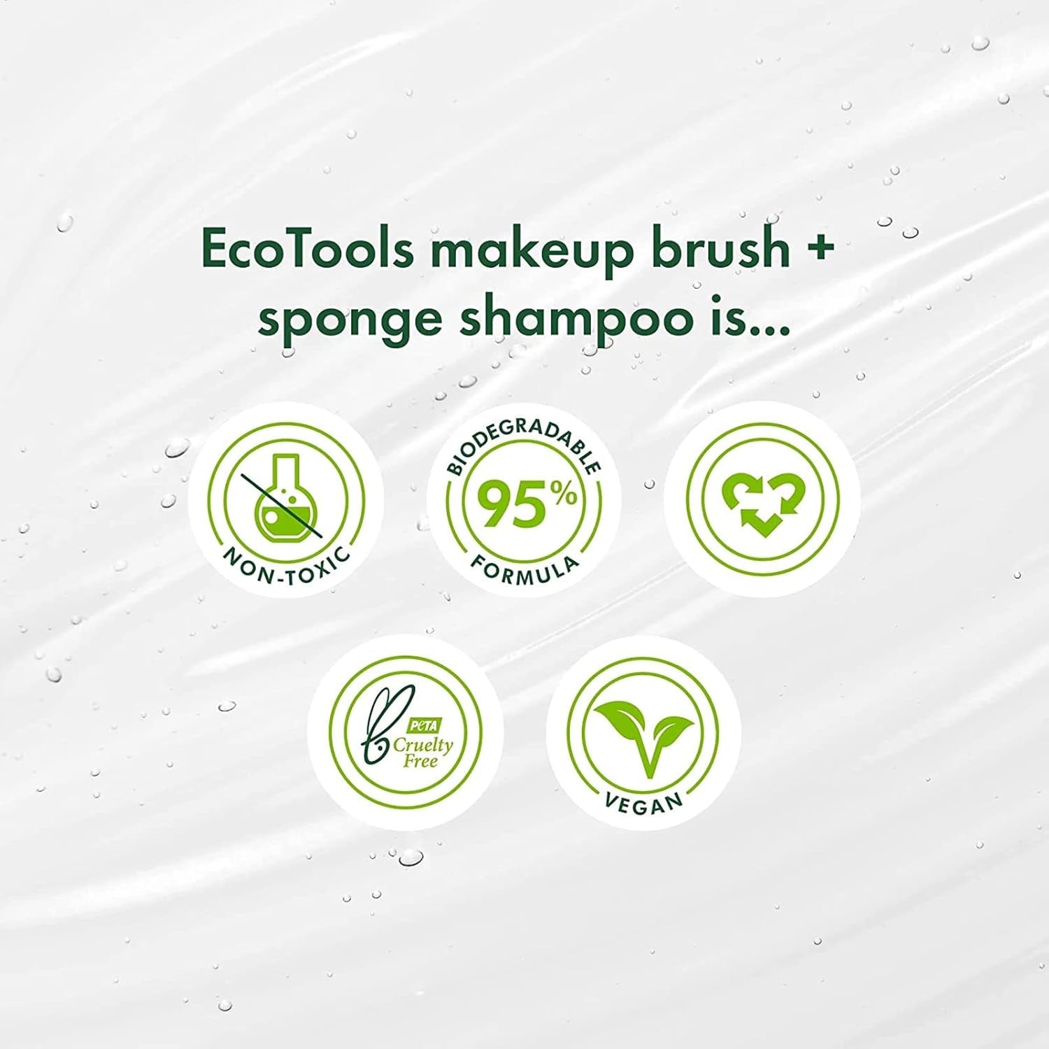 EcoTools Makeup Brush Shampoo – Gentle Plant-Based Cleaner for Makeup Brushes & Sponges | 2 Pack, 6 oz Bottles | Vegan, Hypoallergenic, Eco-Friendly